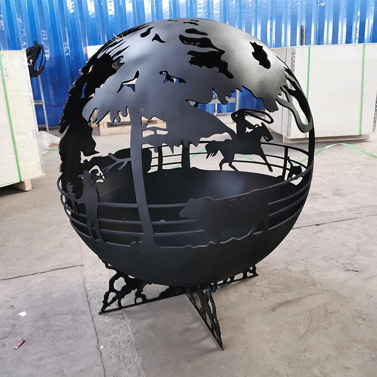 Elegant Design Rusty Outdoor Large Metal Fire Ball in Corten Steel