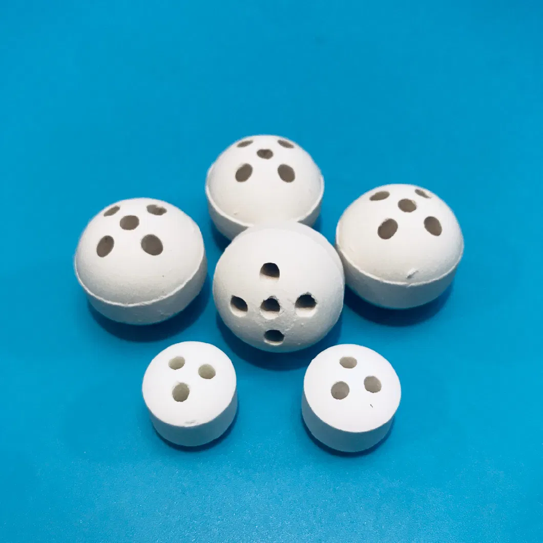 OEM Ceramic Bed Support Media 45% Alumina Inert Perforated Ceramic Ball