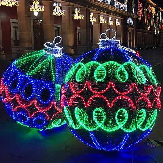 Commercial Display Decorative Giant Present Large Outdoor Street Christmas 3D LED Arch Ball Motif Lighted