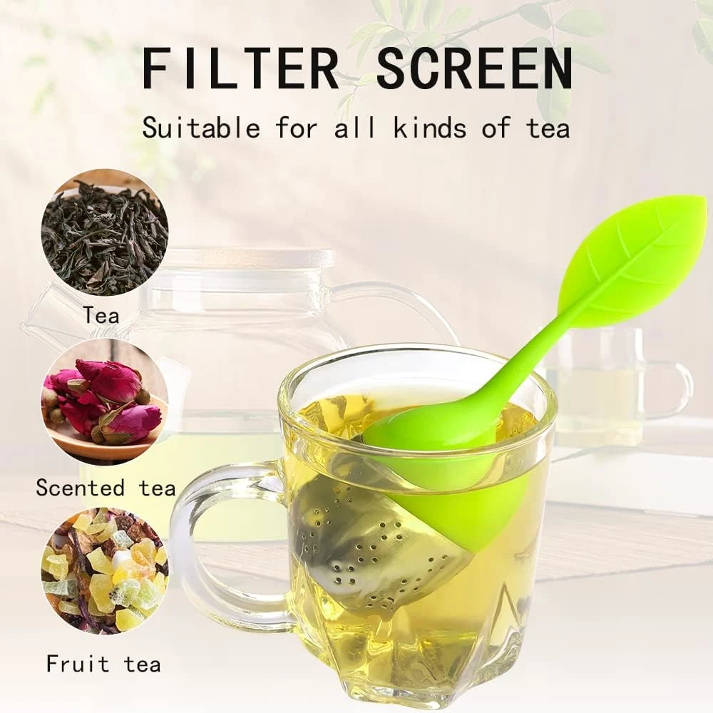 Silicone Tea Strainers Loose Tea Infuser Filter Stainless Steel Loose Leaf Tea Ball Steeper for Tea Cups, Mugs, Teapots