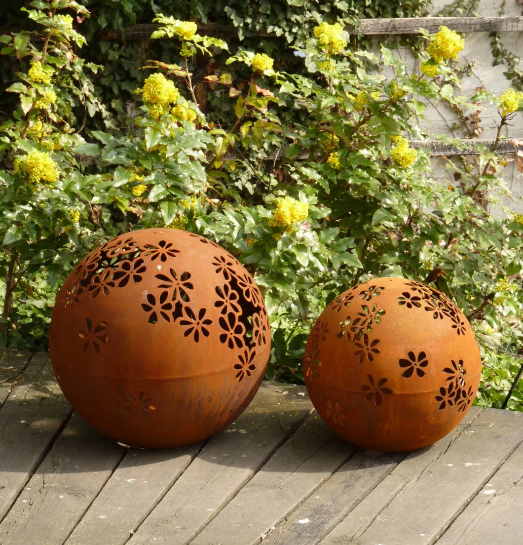 Garden Art Rusty Decor Metal Sculpture Metal Sphere