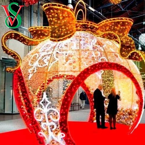 Outdoor Commercial Christmas Decoration Illuminated Giant Ball Ornament Arch Motif Lights