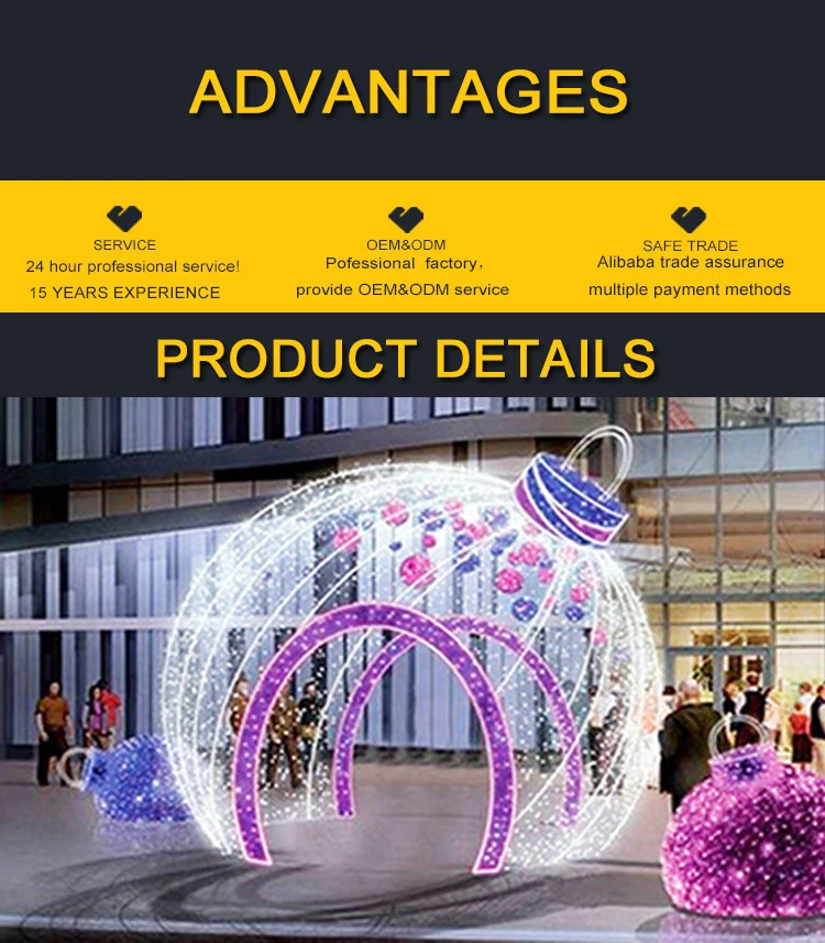 Wholesale 3D Illuminated Arch Giant Ball Lights Christmas Decorative Light Giant Christmas Ball