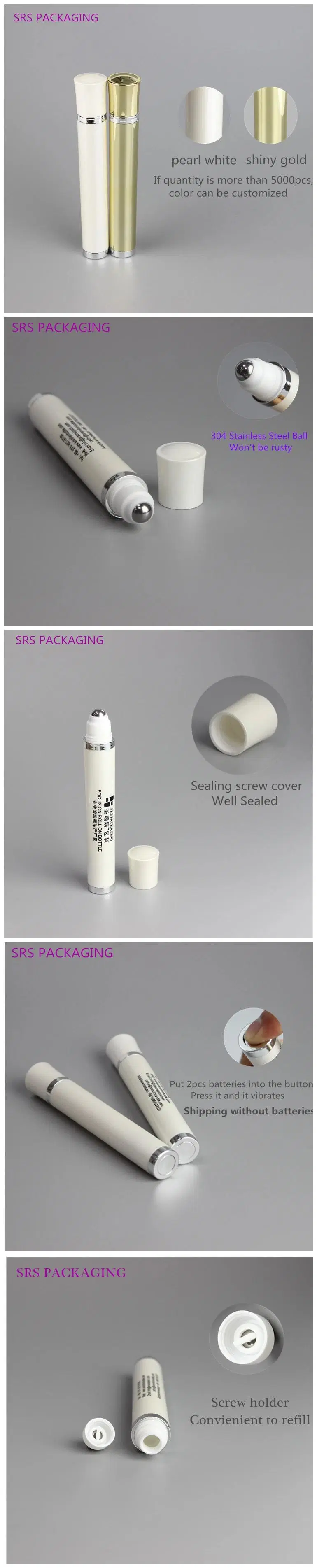 factory direct sale 10ml 30ml Electronic Vibrating Roll on Bottle with stainless steel roller ball For eye cream