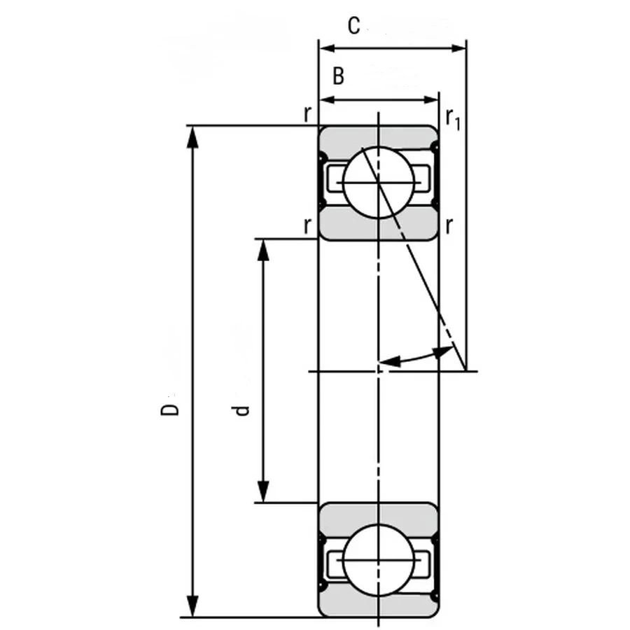 Hxb 7002AC High Speed Precision Angular Contact Spindle Ball Bearing