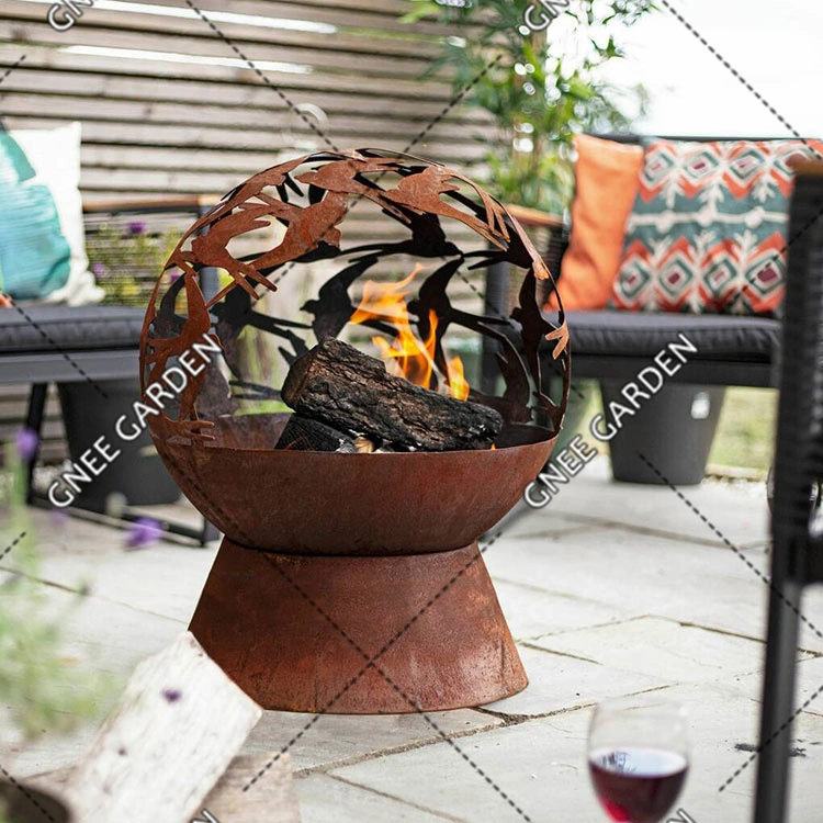 Corten Steel Fire Ball Flying Swallow Fire Sphere