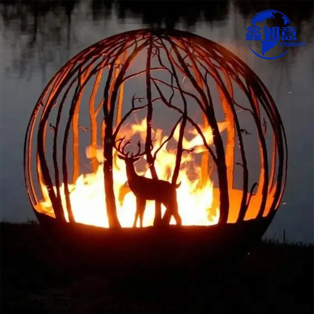 Fire Sphere Rust Metal Corten Steel Fire Pit Ball