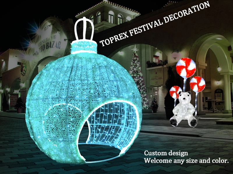 Life-Time Warranty Quality Customizable Color Optional Giant LED Christmas Ball Lighting 3D Motif Light