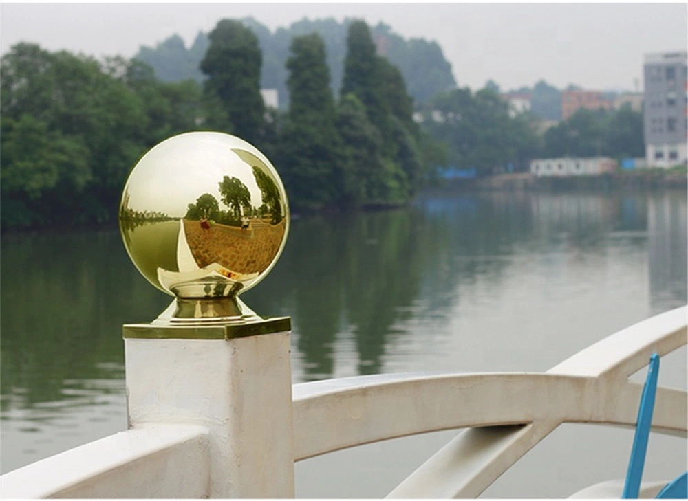 Handrail Ball Hollow Golden Stainless Steel Sphere with Base