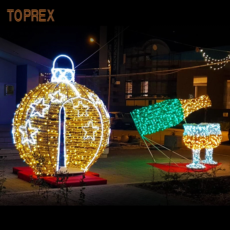 Life-Time Warranty Quality Customizable Color Optional Giant LED Christmas Ball Lighting 3D Motif Light