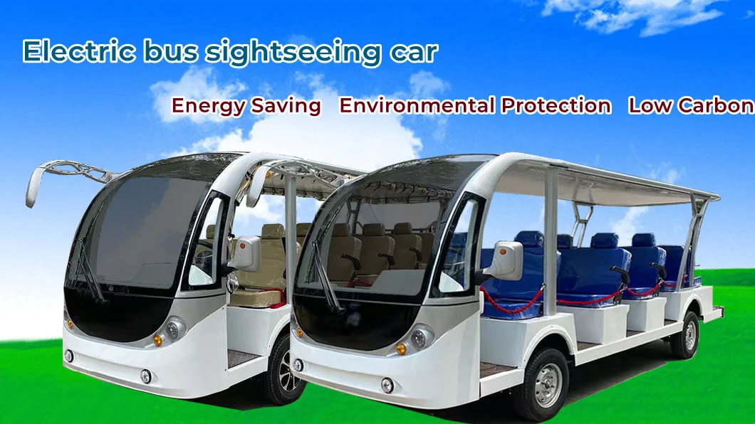 Adult 11 Seater Sightseeing Car Electric Utility Vehicles Open Top Bus