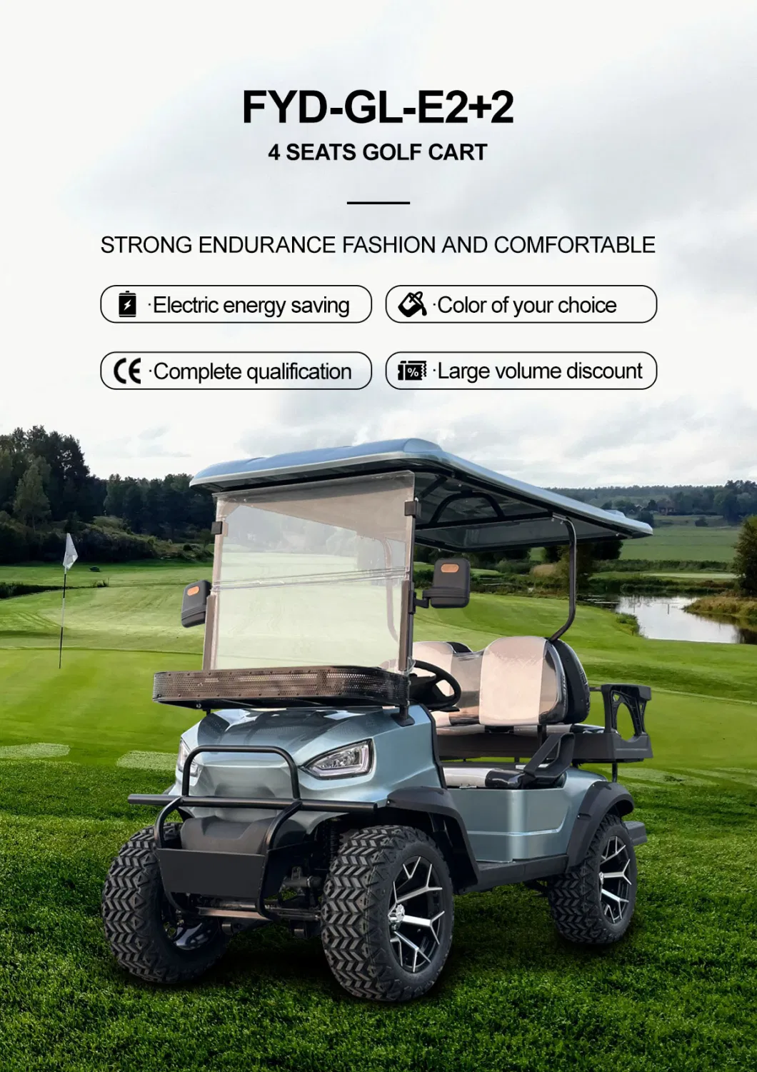 Best Cheap Price 2+2 4 Seaters Cart Dealer off Road Mobility Scooter Club Car Mini Lifted Electric Utility Vehicle Custom Golf Car with Parts for Sale