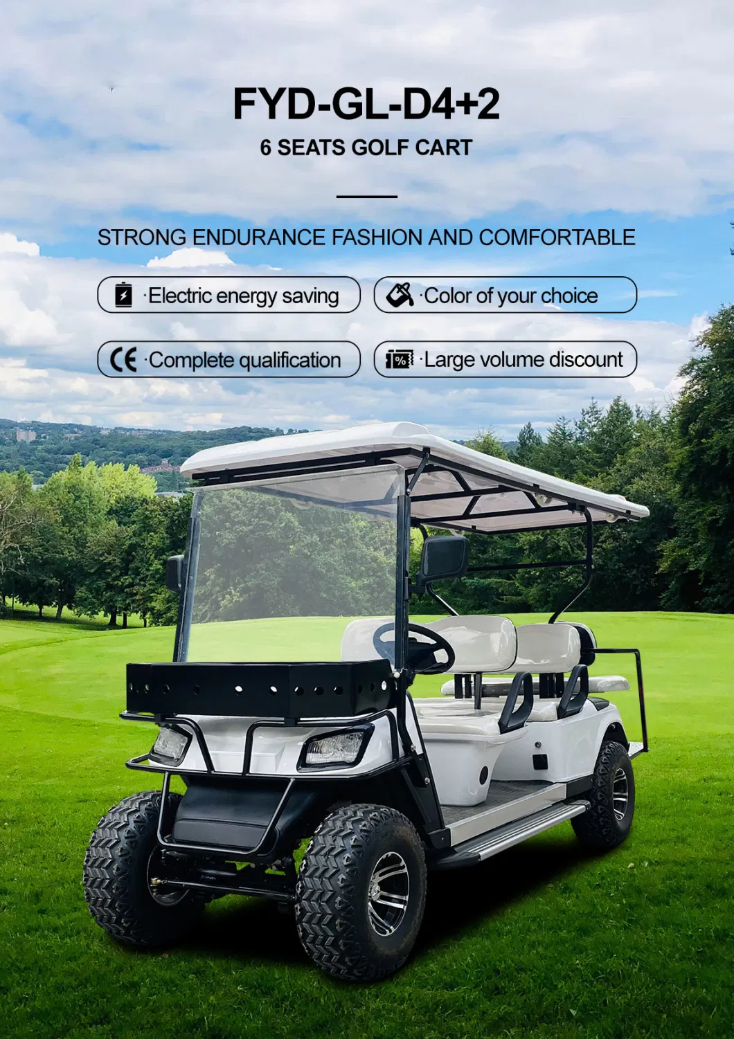 Chinese Golf Cart Manufacturers Four-Wheel Drive 3 Rows Adult Lifted Electric Golf Electric Utility Vehicle for Sale