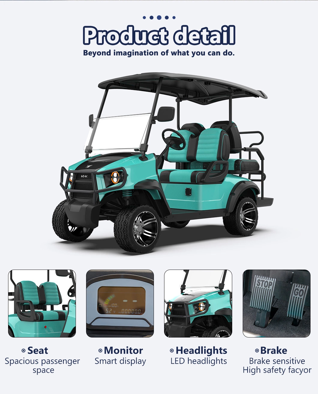 Luxurious Street Legal Lithium Battery 4 Seater Electric Golf Cart for Sale