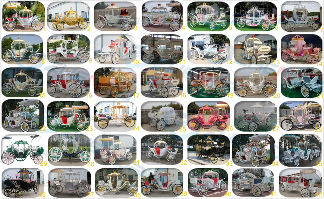OEM European Royal Family Horse Carriage Mini Garden Car Electric Operated Princess Style Carriages Cart Can Customized