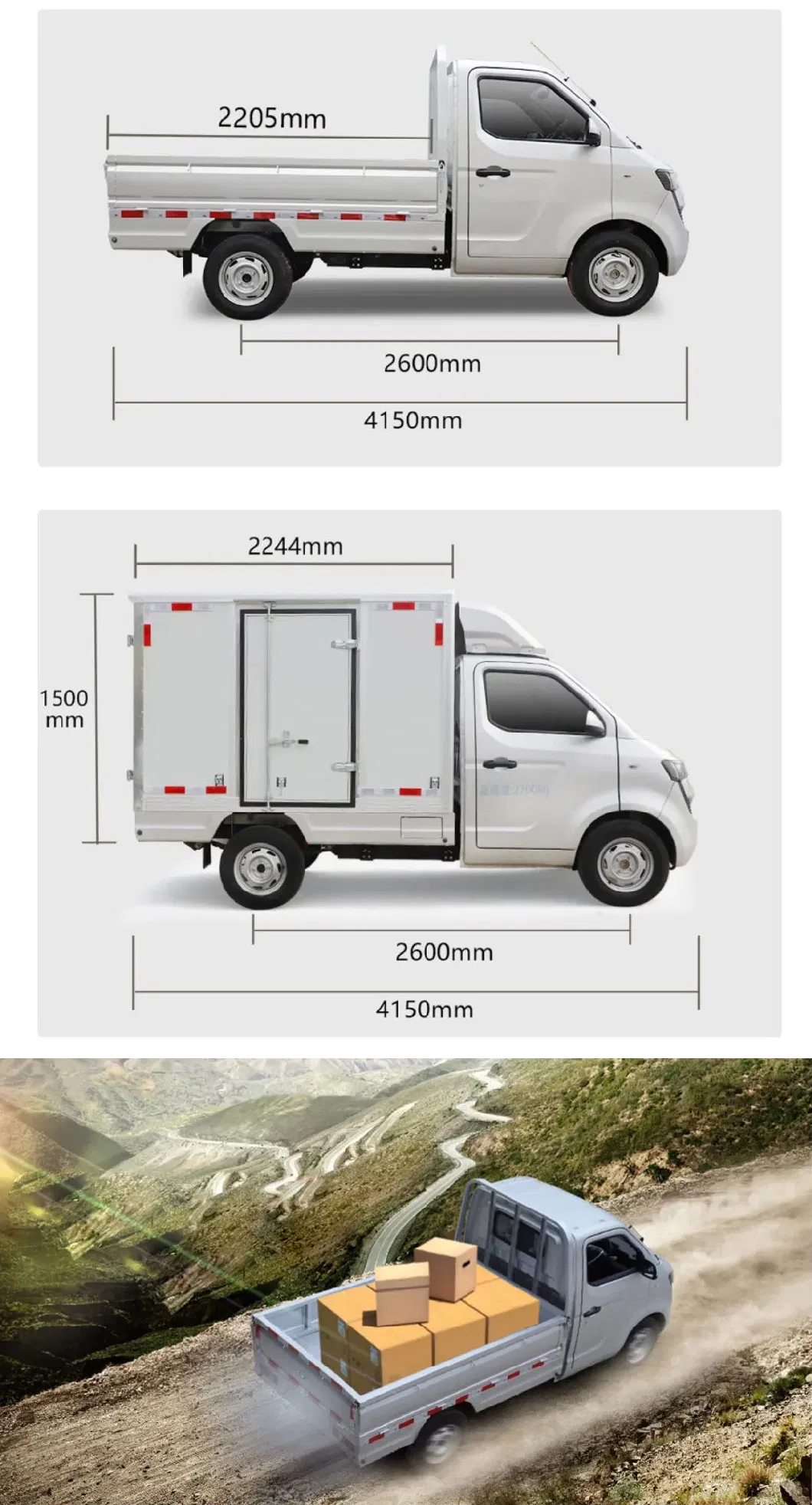 Electric Cargo Van Utility Vehicle Pickup Car Transport Truck for Sale