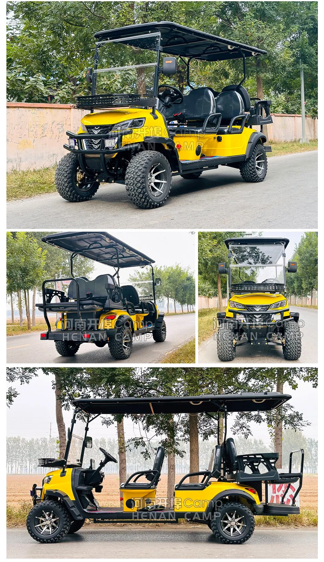 Henan Camp High Performance 72V Electric Lifted Golf Cart Gas 6 Passenger Electric Club Car Golf Cart for Adults