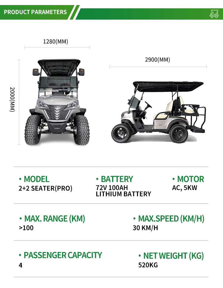2023 New Design Street Legal Lifted Electric 2+2 Seater Golf Cart