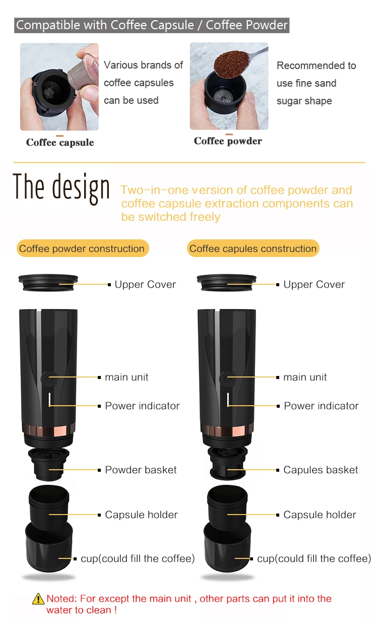 Multi-Function Electric Coffee Maker Espresso Maker for Vehicle Travel Office