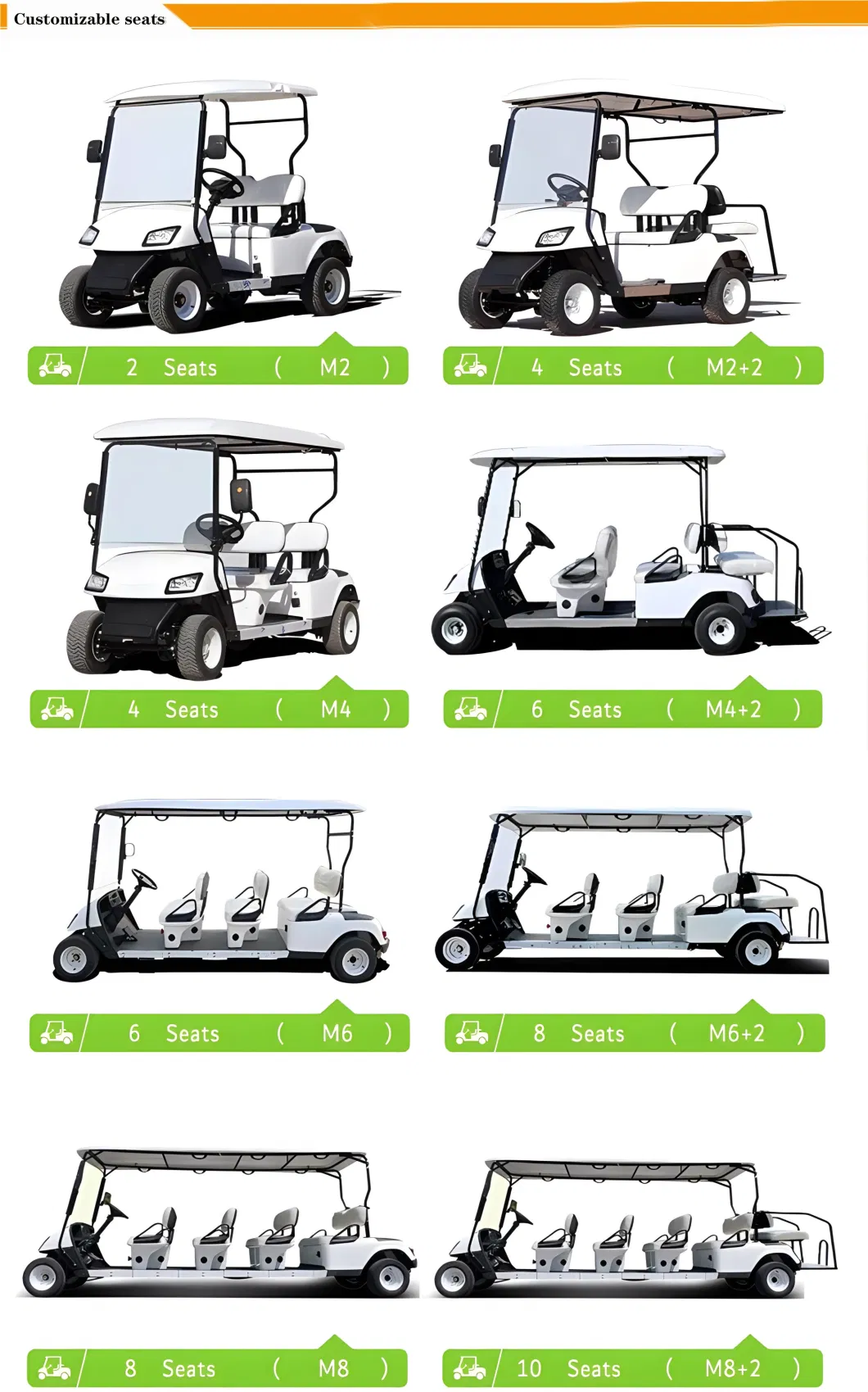 Luxury Electric Golf Cart, Classic Model, Solar Powered off-Road Vehicle, Tourist Car with 2-10 Seats, Customized