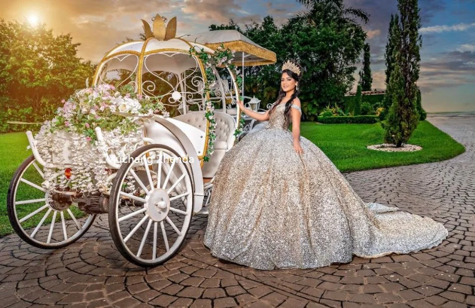 OEM Popular White Electric Cinderella Pumpkin Horse Carriage Wedding Cart for Whole Sale Accept Customized Style