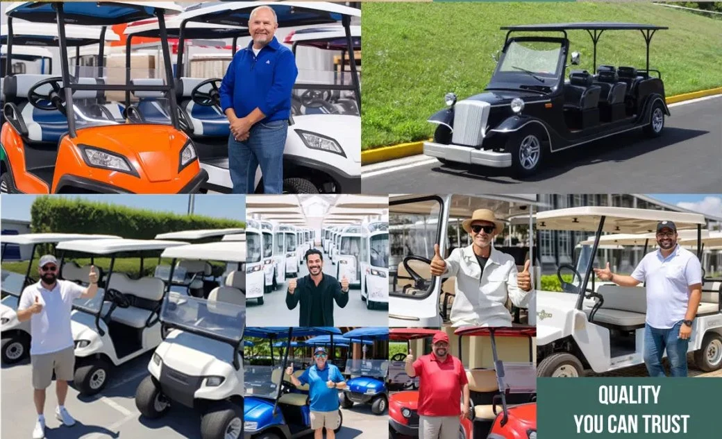 New Lifted 48V Electric Golf Carts 4 Person Seats White off Road Golf Scooter 4 Wheel Lithium 4 Seat Solar Golf Cart