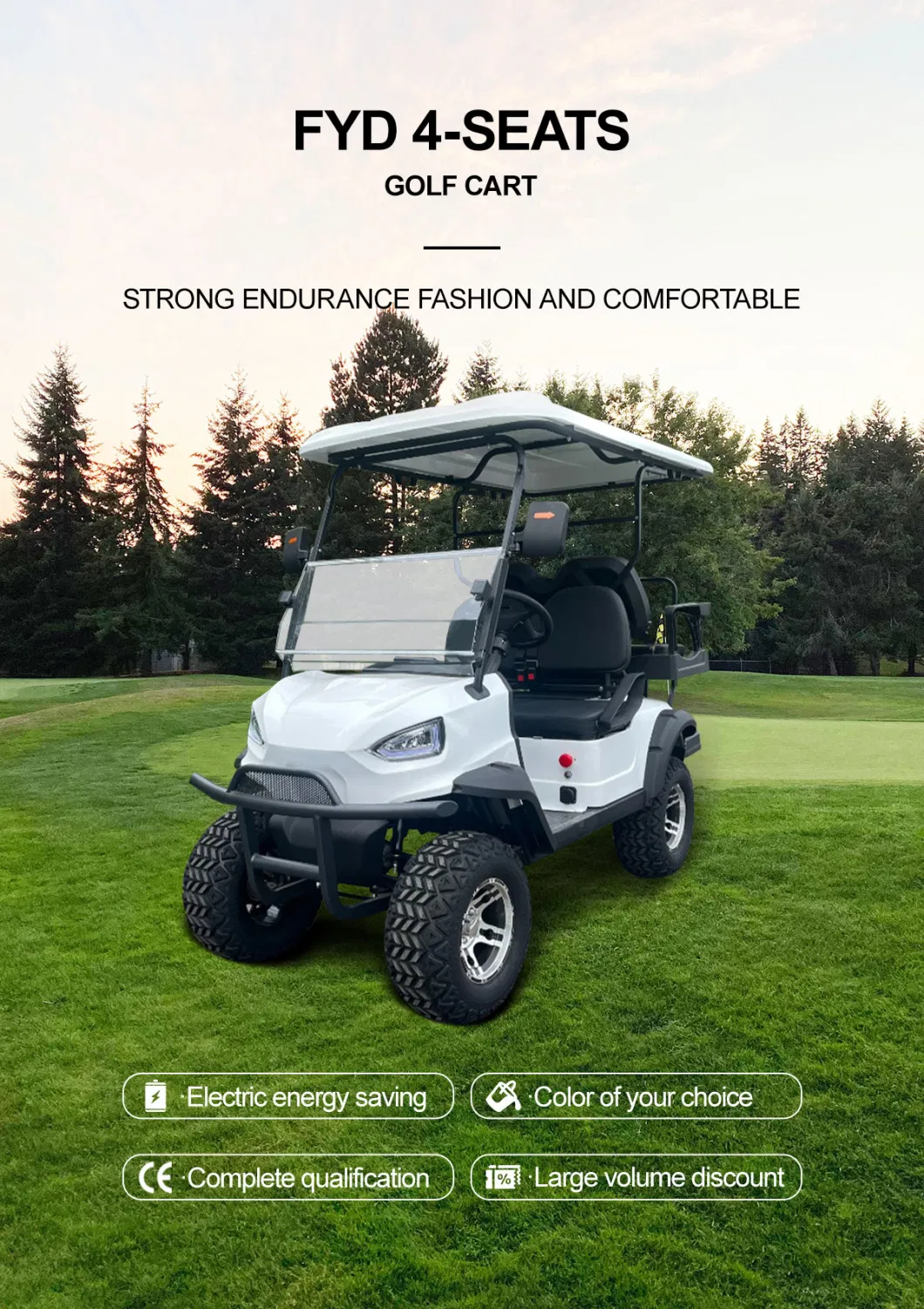 Heavy Duty Modified Quality Reliable Lithium Battery 4 Seat Cheap off Road Leisure Electric Golf Cart for Sale