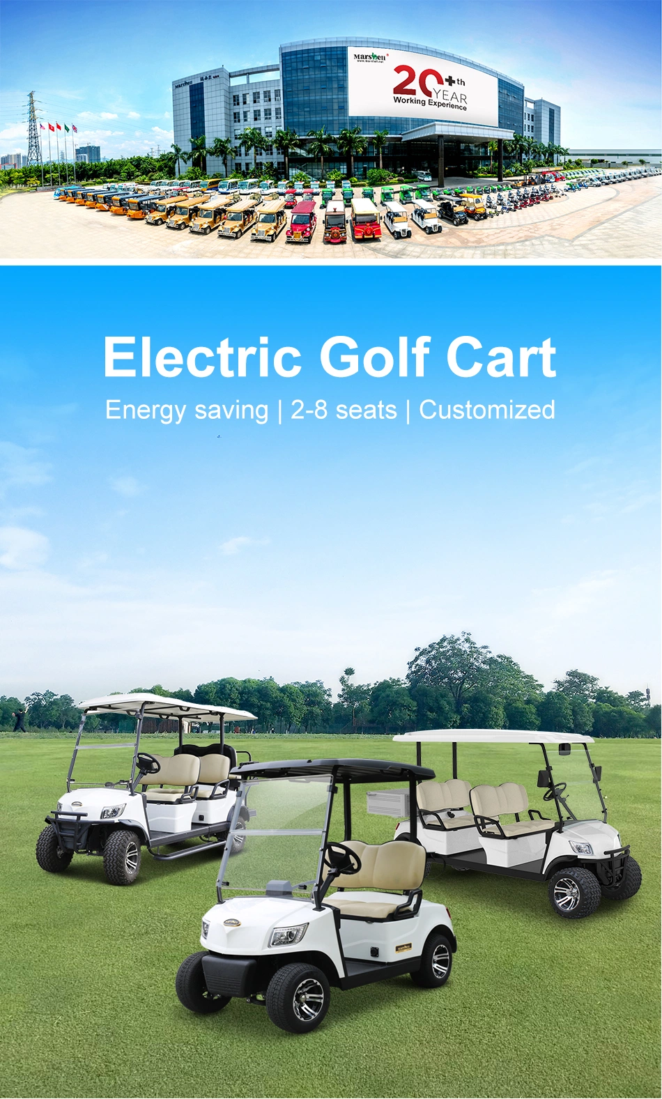 Marshell Factory Price Best 6 Seater Electric Hunting Golf Cart Golf Buggy with CE Lihtium Battery (DH-M4+2)