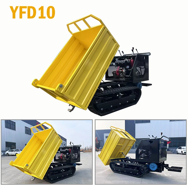 Full Hydraulic Loading 500kgs 1ton Electric Start Crawler Utility Mini Tracked Dumper Truck for Sale