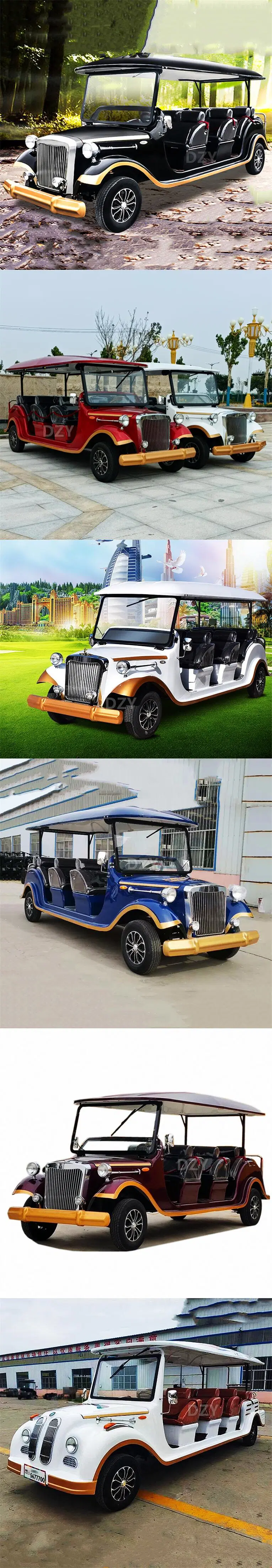 Customized Color Retro Dark Blue Electric Classic Car Idyllic Sightseeing Golf Cart Vintage Car Limousine