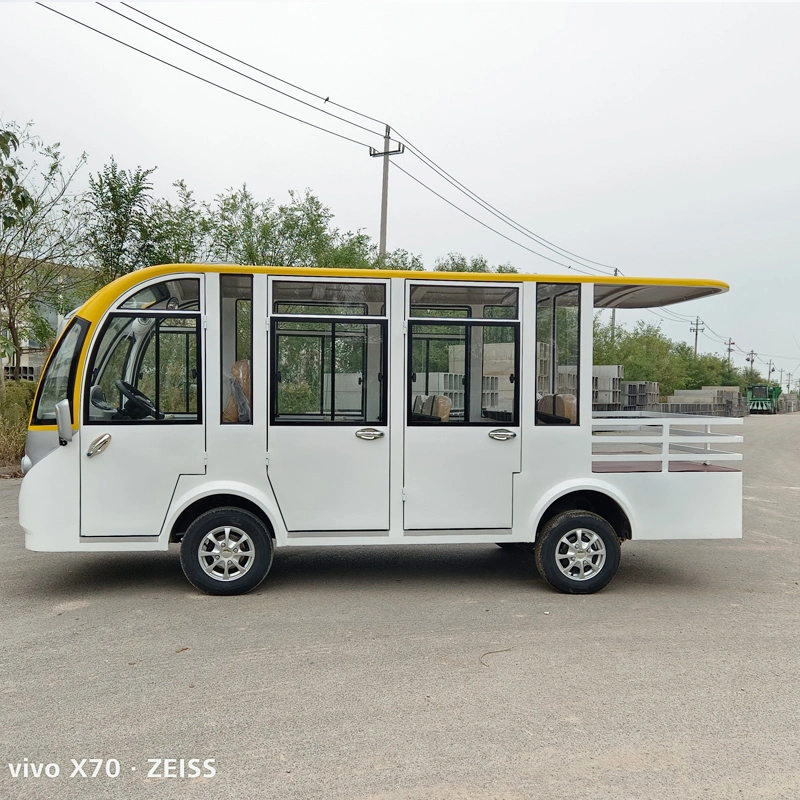 Electric Winter Tourist Car Sightseeing Tour Bus Golf Cart of Three Rows of 8-Seat Buses with Doors Keep Warm in Winter