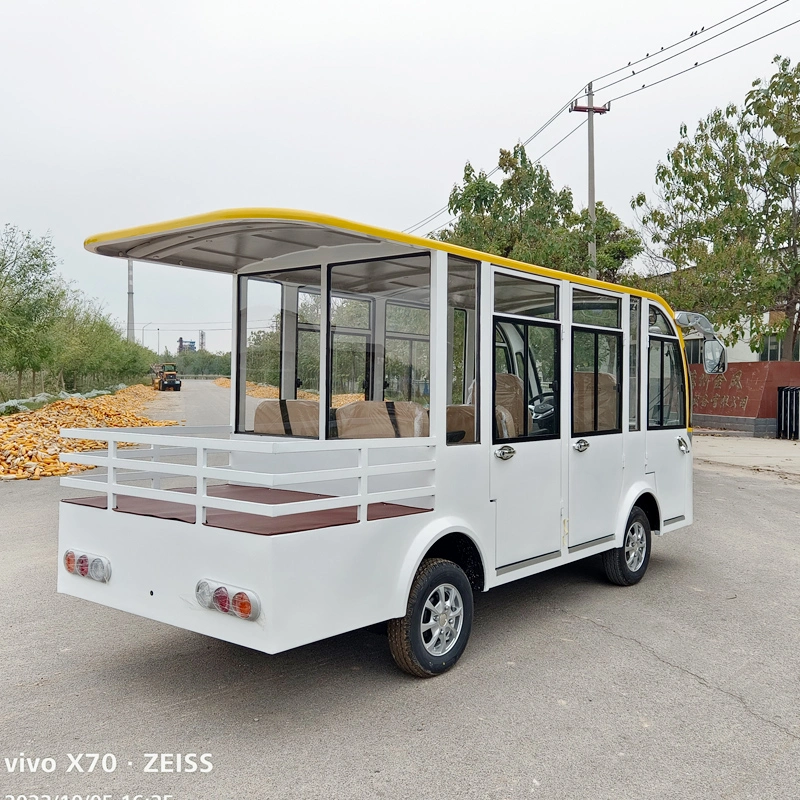 Electric Winter Tourist Car Sightseeing Tour Bus Golf Cart of Three Rows of 8-Seat Buses with Doors Keep Warm in Winter