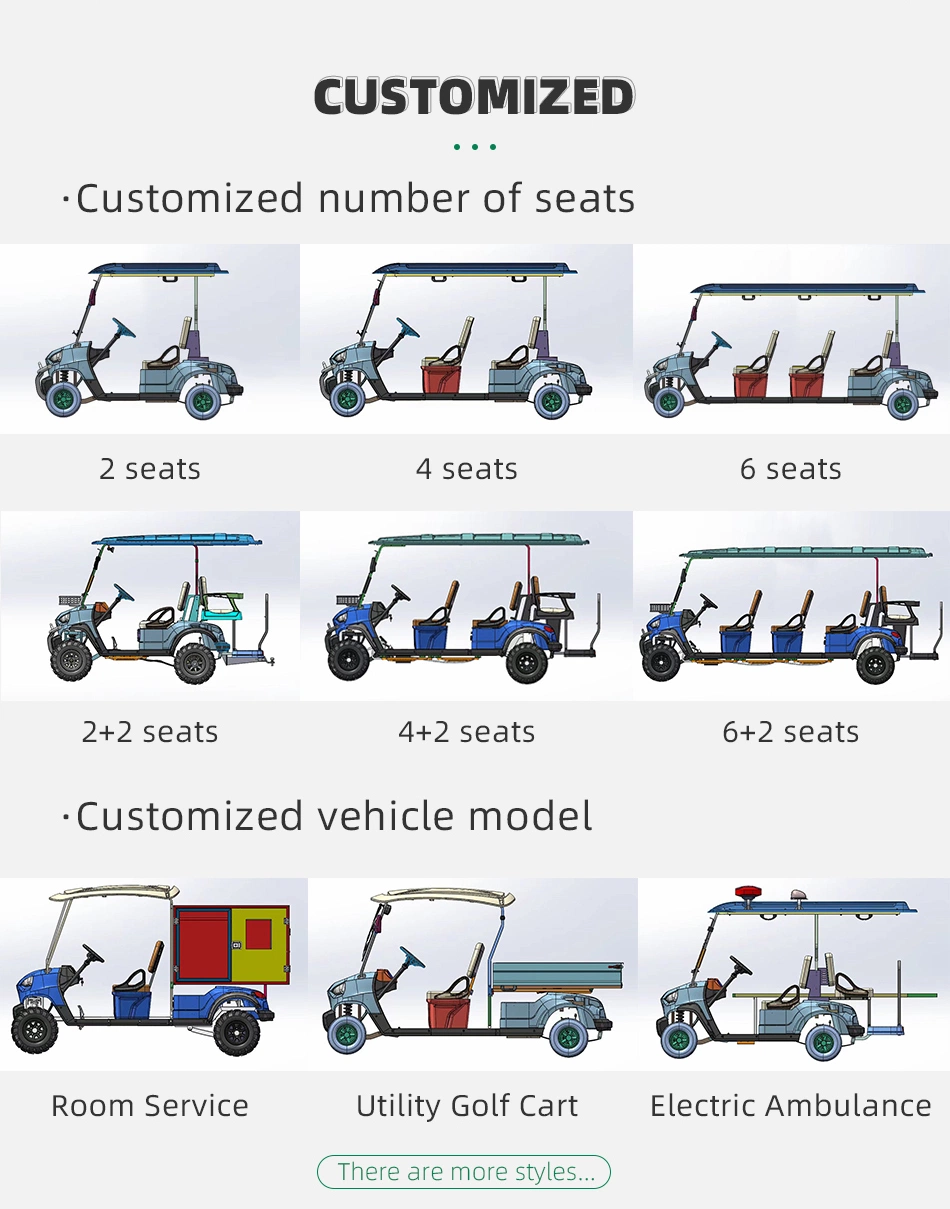 High Performance Best off Road Electric Golf Cart Price 2+2 Four Seater 48V/60V/72V Motorized EV Electric Golf Carts