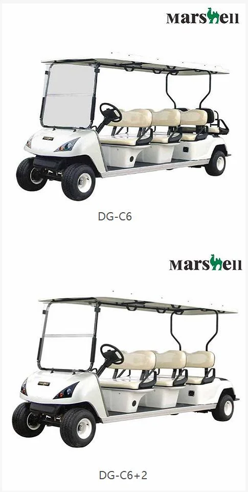 Marshell CE Approved 6 Passenger Four Wheels Comfortable Electric Golf Cart with Better Climbing Ability (DG-C4+2)