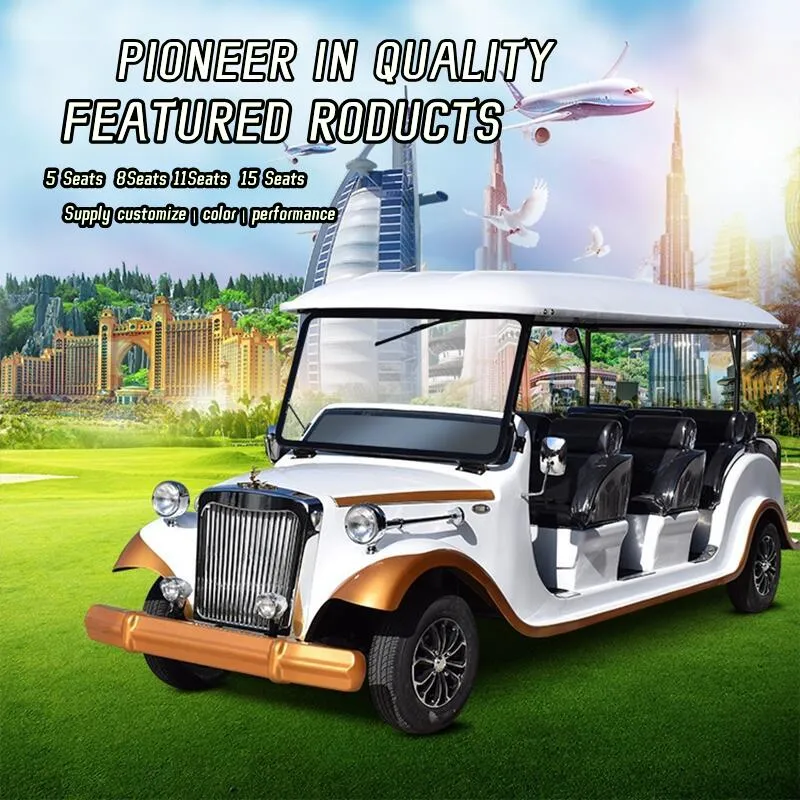 Customized Color Retro Dark Blue Electric Classic Car Idyllic Sightseeing Golf Cart Vintage Car Limousine