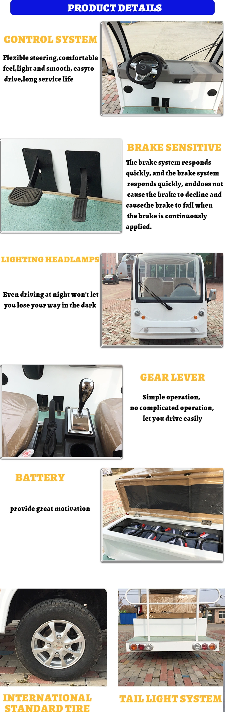 New Energy 8 Passenger Electric Tourist Sightseeing Car