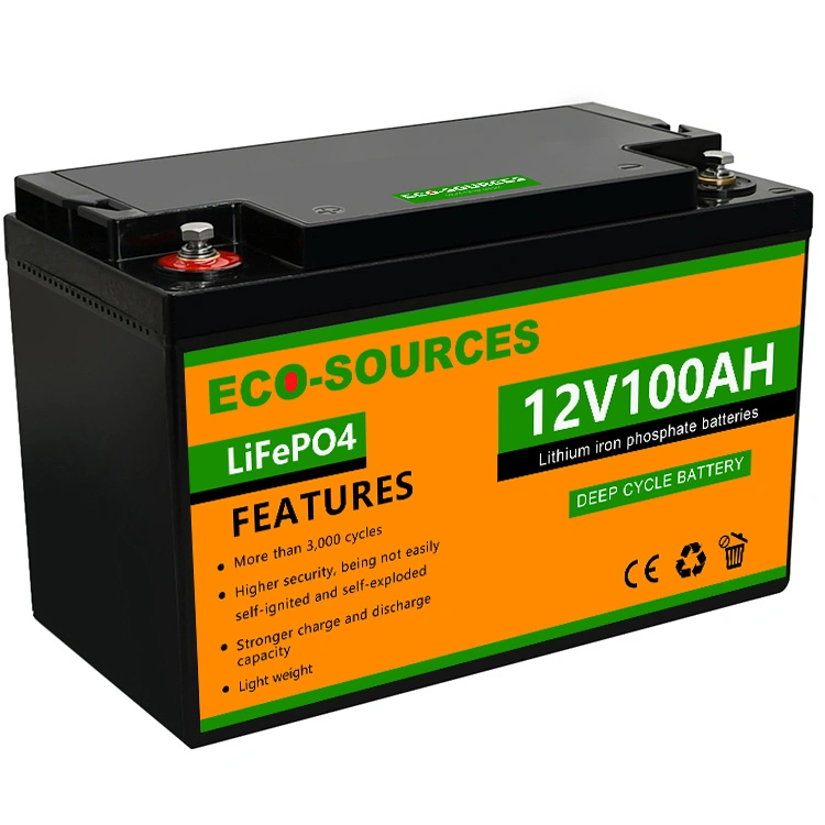 Eco-Worthy High Quality Deep Cycle 12V 100ah BMS LiFePO4 Lithium Battery