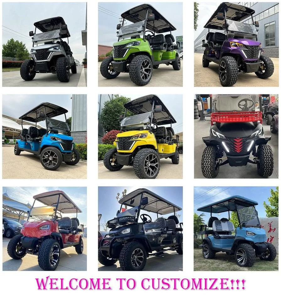 4+2 Seater Lithium-Ion Battery Lifted Golf Cart 72V with Aluminum Frame