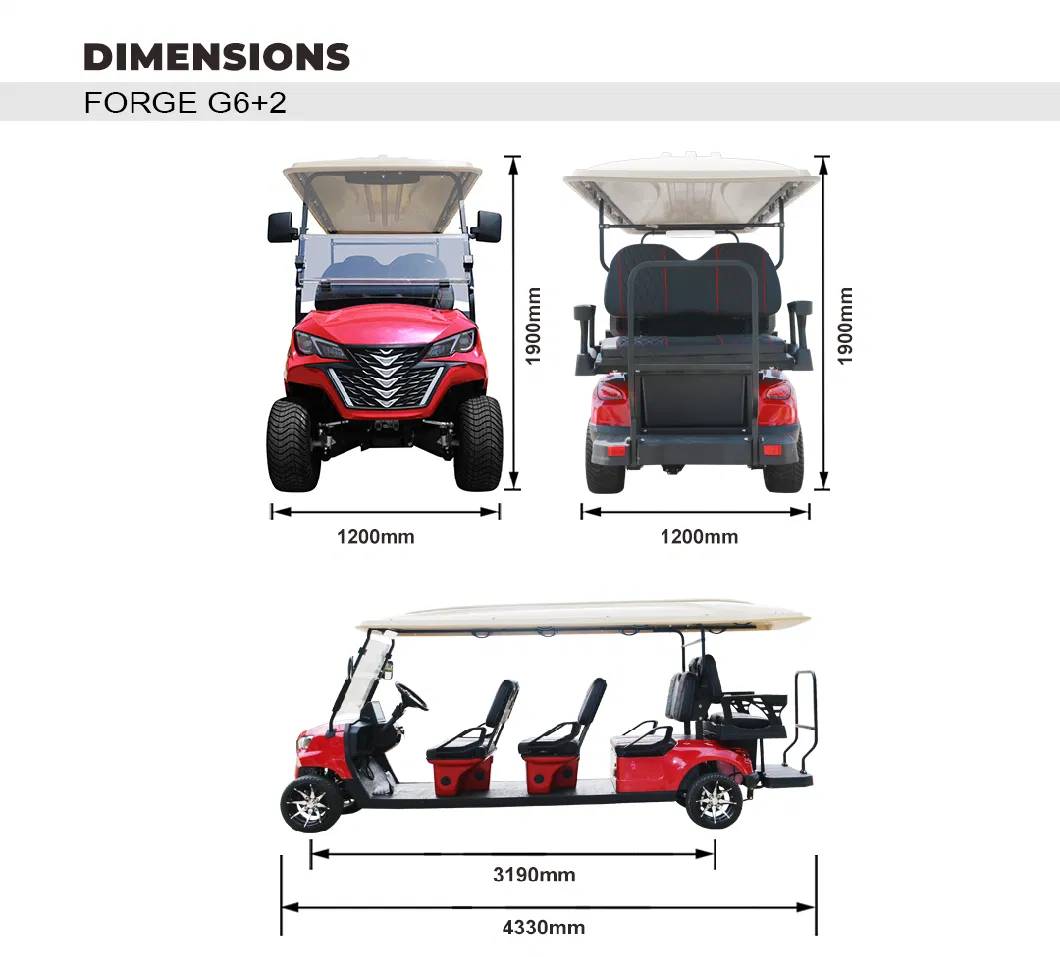 High Performance Lithium Battery Forge G6+2 Customized Electric Golf Cart Golf Buggy