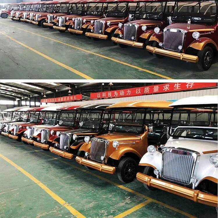 Customized Color Retro Dark Blue Electric Classic Car Idyllic Sightseeing Golf Cart Vintage Car Limousine