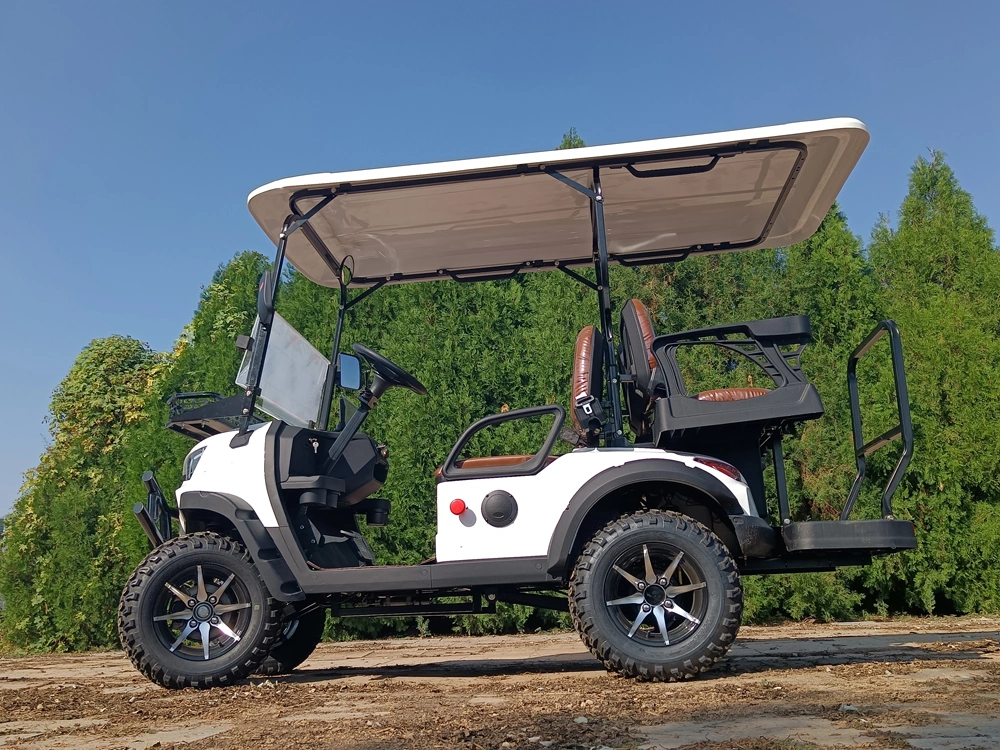MMC New Lifted 48V Electric Golf Carts 2 Person Seats White off Road Golf Scooter 4 Wheel Lithium 4 Seat Solar Golf Cart