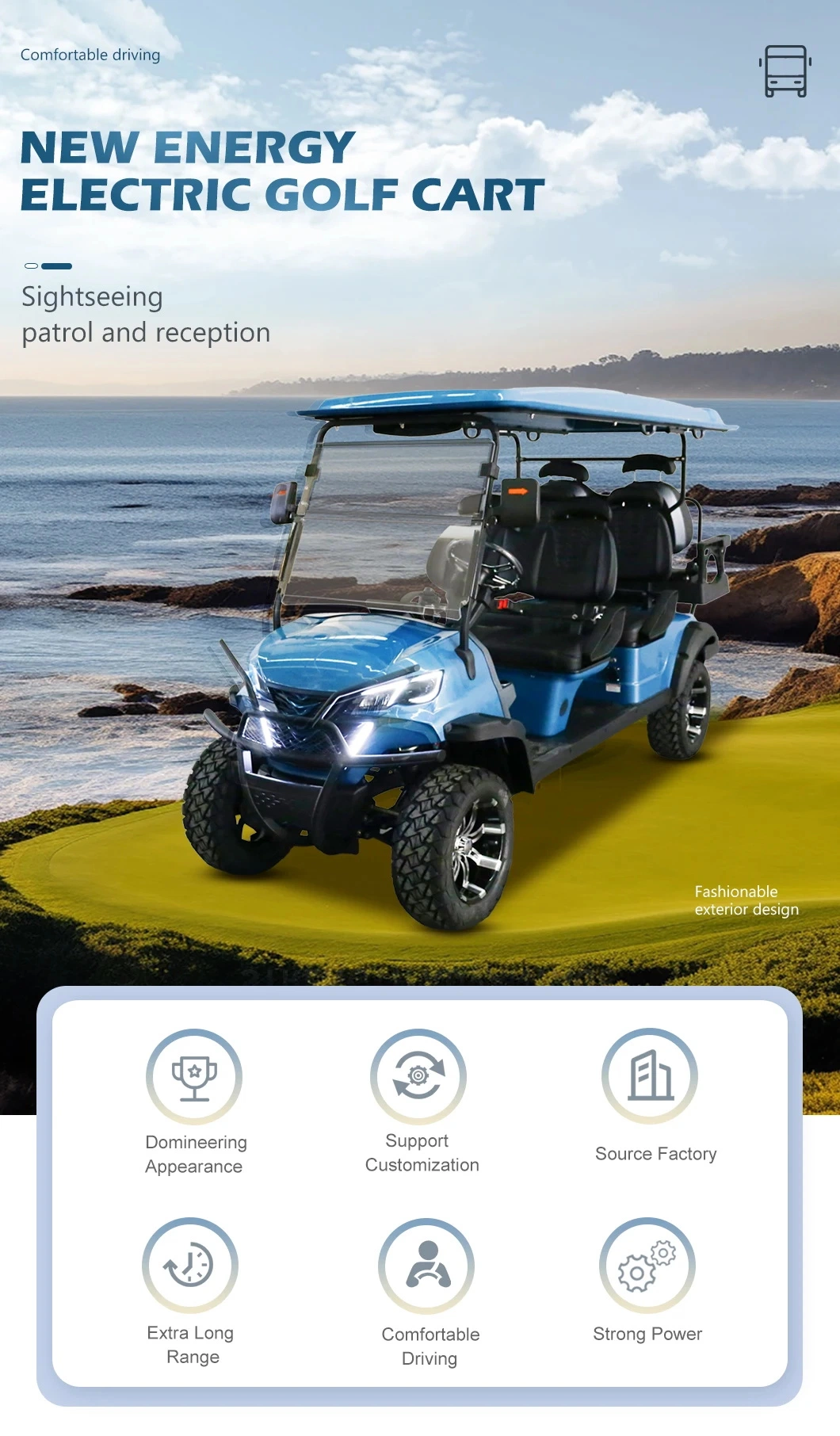 4 Wheel Lithium Powered Electric Hunting Golf Cart Electric Buggy Car Street Legal Golf Cart Utility Vehicle