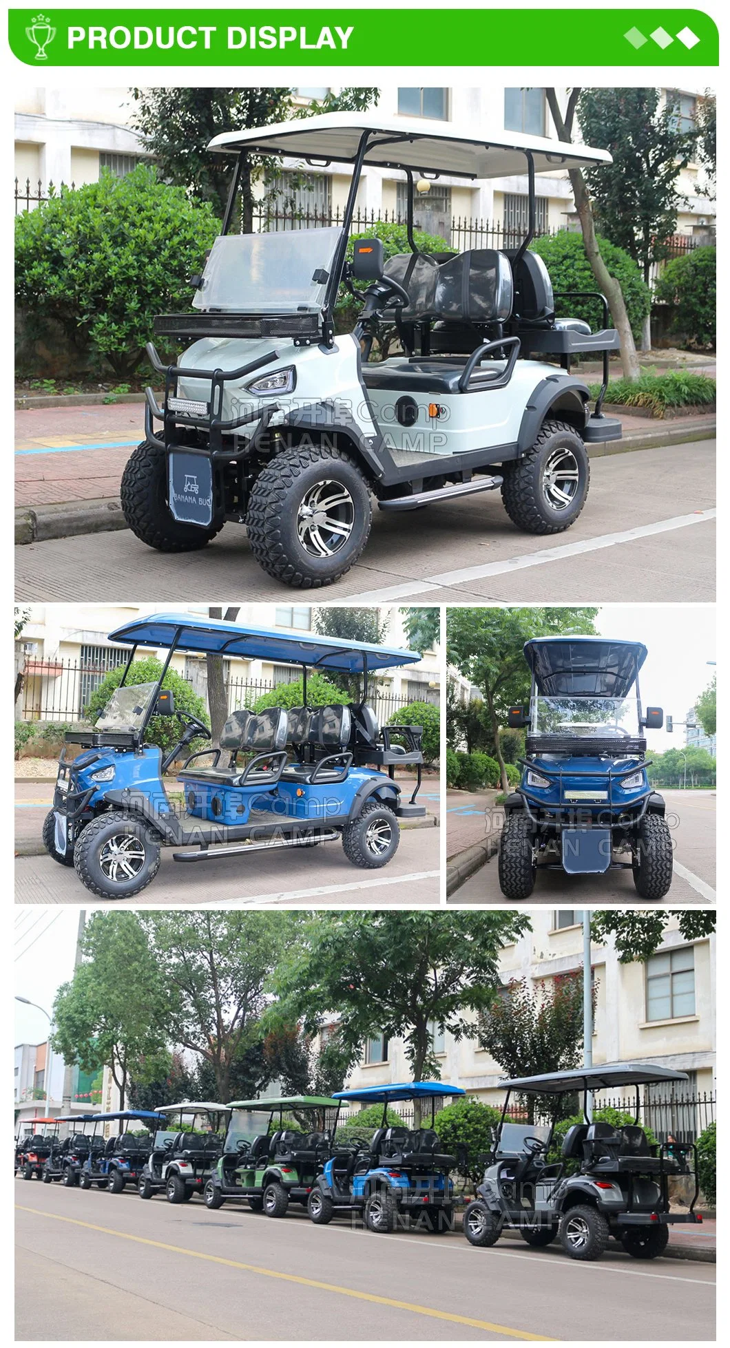 4 Seats Maintenance Free Batteries 48V 100ah 3kw AC Motor Electric Golf Cart