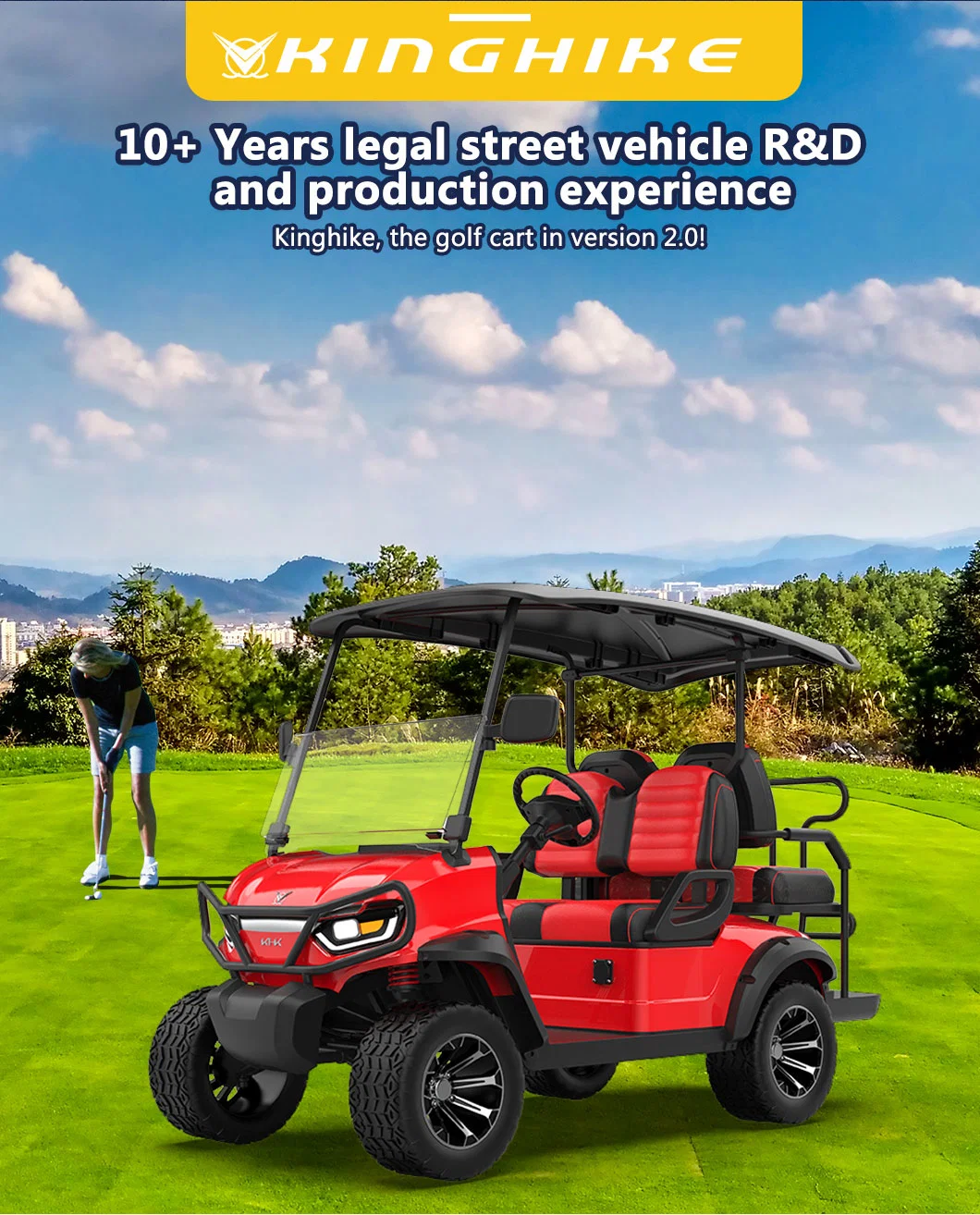 Applying Road-Vehicle Technology 2023 New Design CE Certification Lsv Kinghike Electric Golf Cart