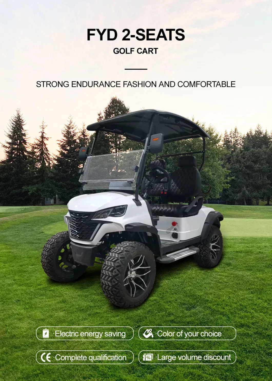 Heavy Duty Electric Car Mini Motorised Four Seats Fast Power Lsv Performance Club Car White Elite Golf Cart