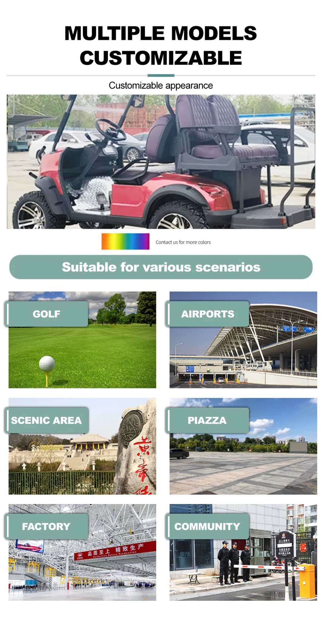 Chinese Golf Carts Supplies Four Wheel 4 Seater 2 Row Single off Road Advanced EV Slow Lsv Golf Carts Electric Lithium Electric off Road Tour Golf Cart