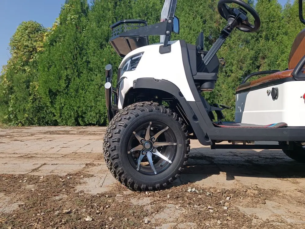 MMC New Lifted 48V Electric Golf Carts 2 Person Seats White off Road Golf Scooter 4 Wheel Lithium 4 Seat Solar Golf Cart