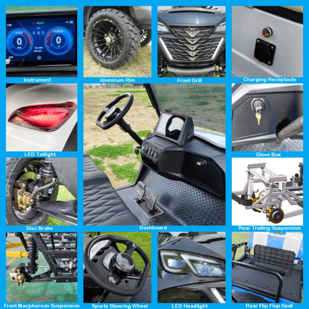 6 Persons High Speed Lithium Battery Electric Lifted Offroad Golf Cart