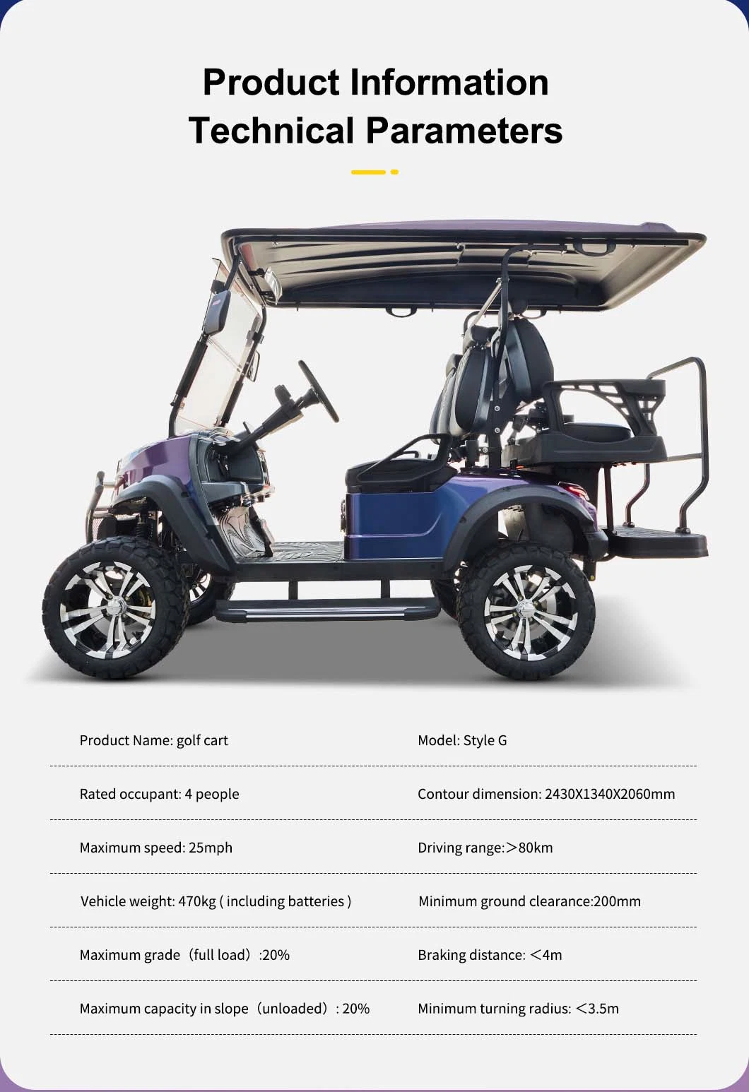 2023 New Modle Style G for Exclusive Right 4 Seat Sightseeing Bus Club Cart Electric Vehicle Golf Buggy Hunting Cart