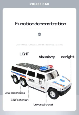 Fábrica al por mayor Nueva Policía Universal Eléctrica Toy Car Music Luz Coche de patrulla de policía especial rotatorio de 360 grados
